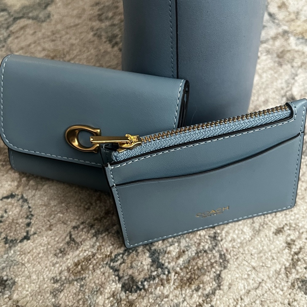 Coach Slate Blue Leather Shoulder Bag and wallet bundle - Picture 6 of 7